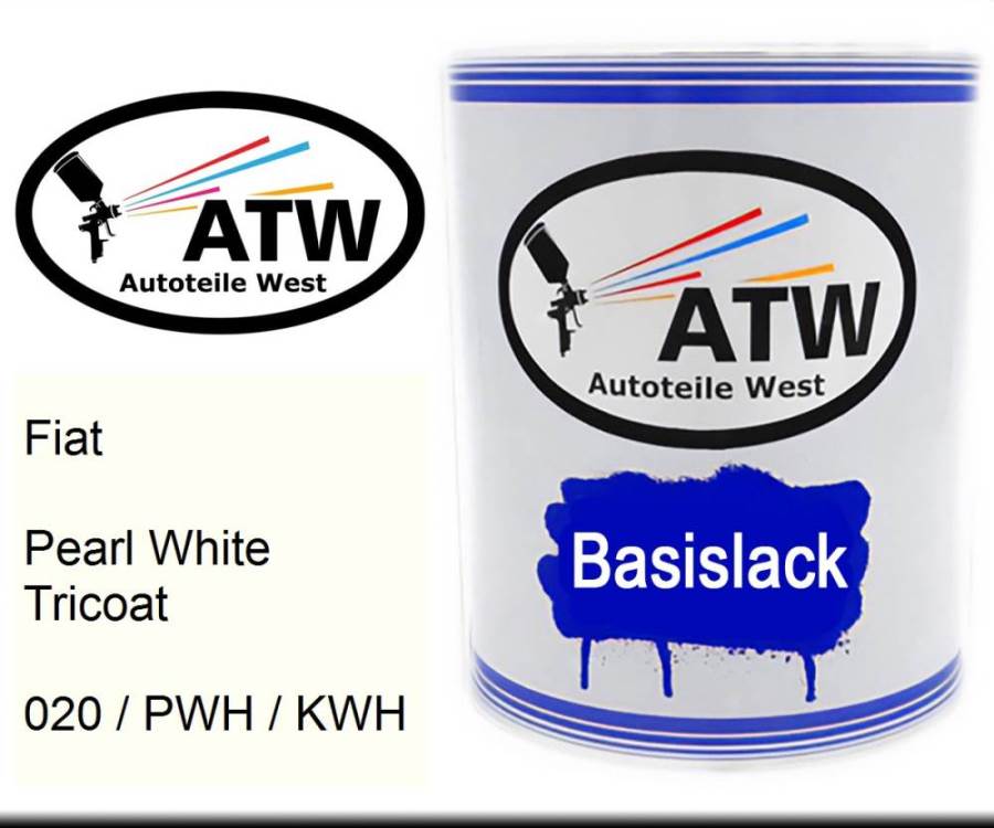 Fiat, Pearl White Tricoat, 020 / PWH / KWH: 1L Lackdose, von ATW Autoteile West.